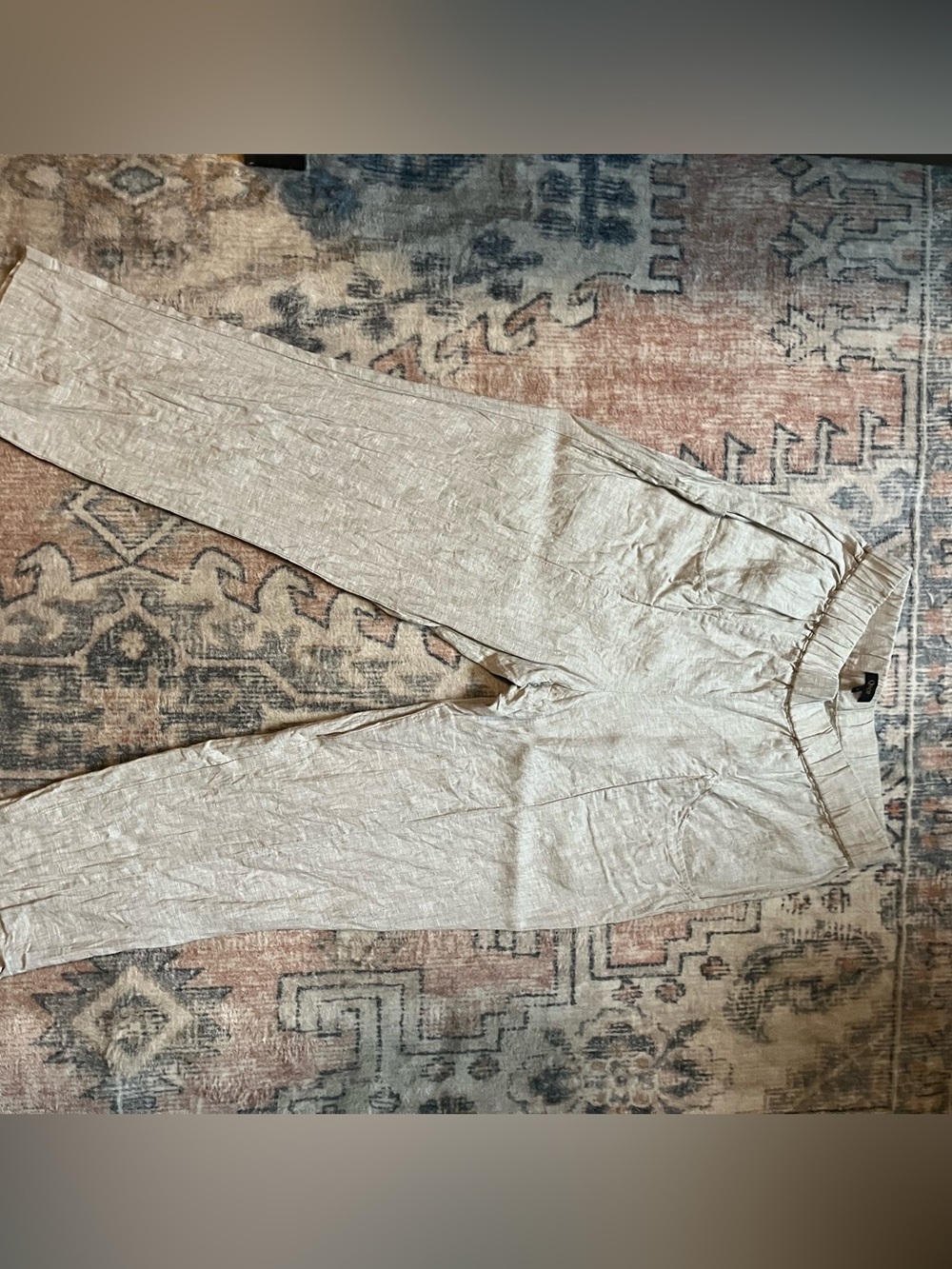 Quince Light Beige Linen-Blend Boyfriend Jeans